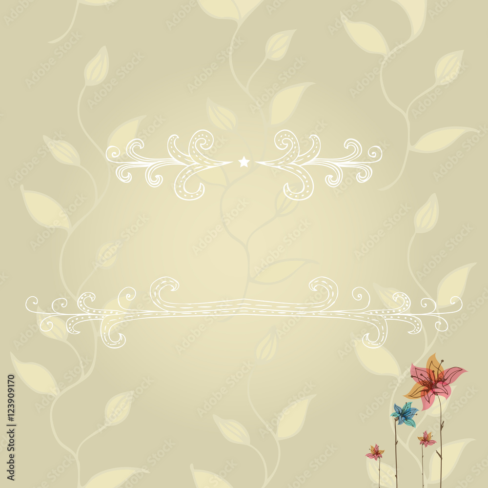 Vector template of greeting card with lace frame, wish inscription on floral background. Vintage art design to make a poster, greeting card, postcard, print. EPS10