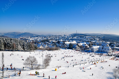 panoramic view of slope in winterberg, germany photo
