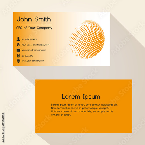 orange abstract sphere from dots business card design eps10