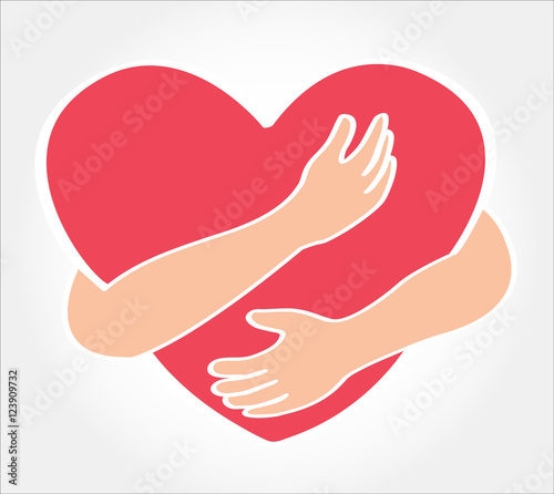 hugging heart vector , Hug yourself , Love yourself
