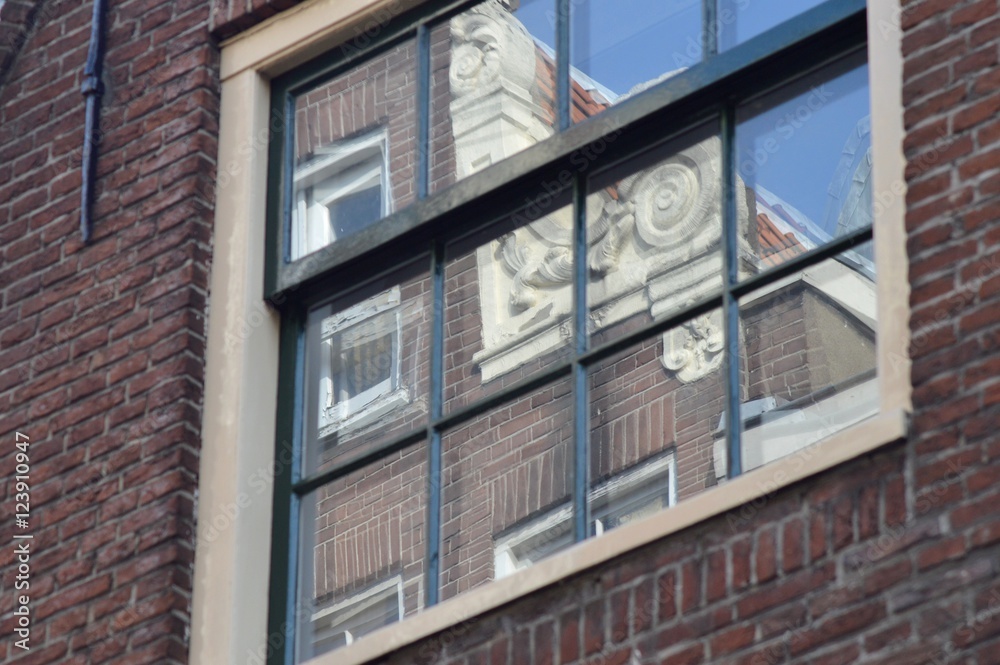 Naklejka premium Window of a building in Amsterdam