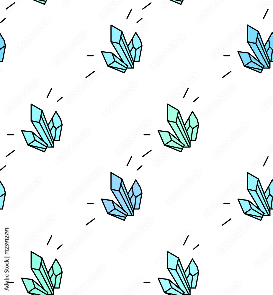 Vector seamless pattern with old school tattoo crystals. hipster style