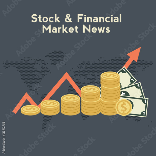 Flat design concepts for business, finance, stock market and financial market news, consulting, m banking, online investing, crowdfunding.