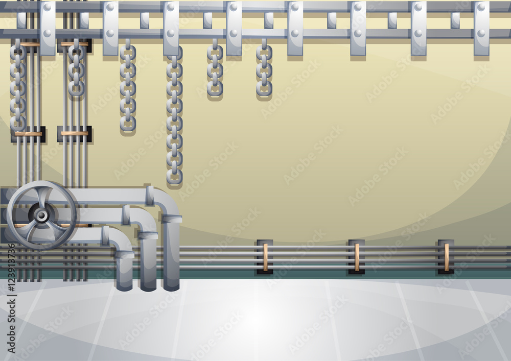 cartoon vector illustration water pipe wall with separated layers in 2d graphic