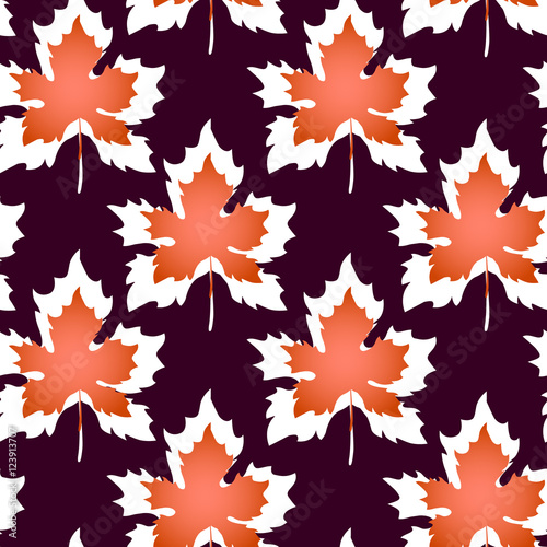Seamless pattern with color maple leaf. Vector autumn background.