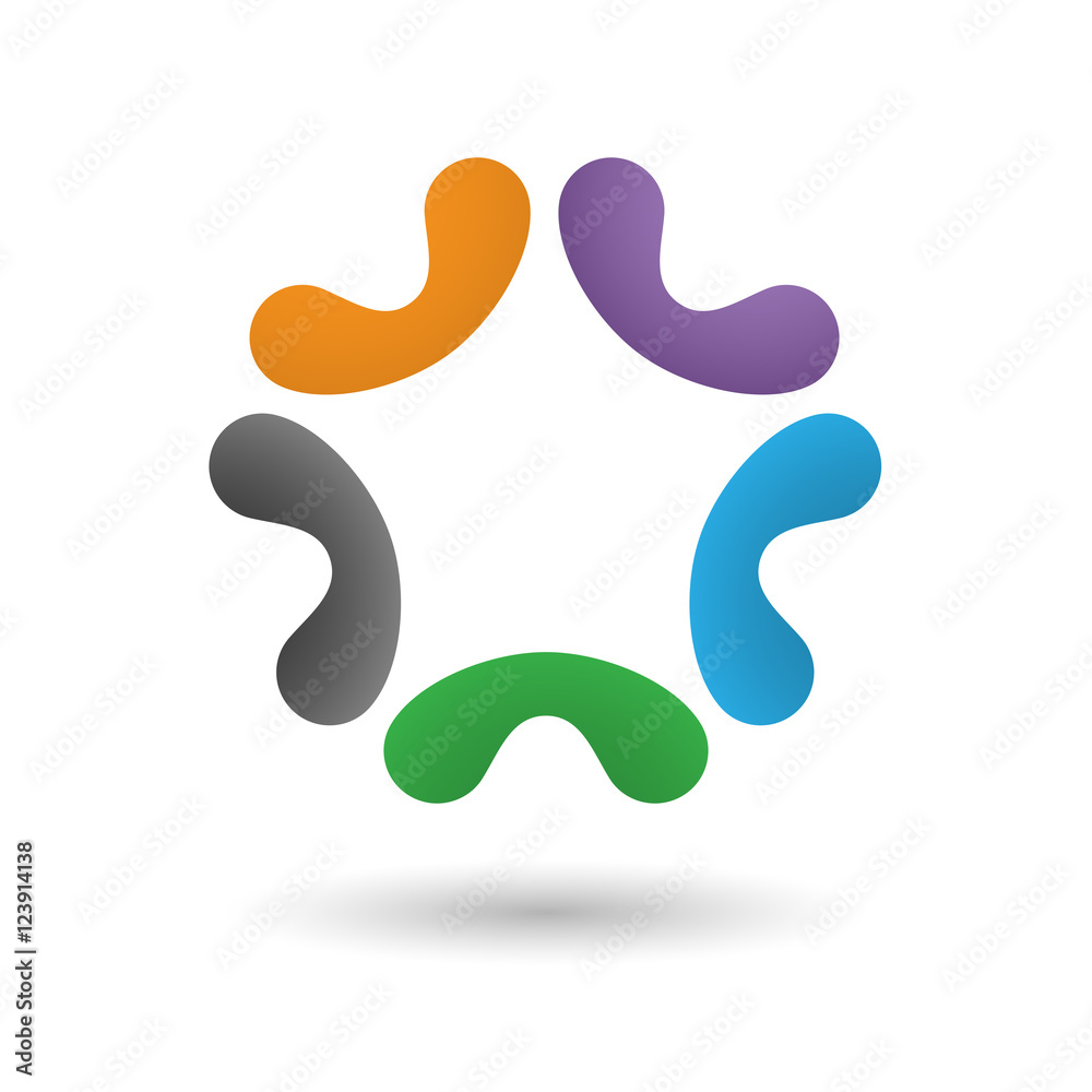 Abstract icon of five curved elements. Abstract icon of five curved elements.