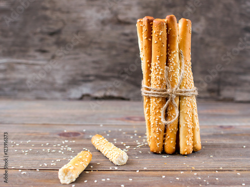 Delicious breadsticks grissini photo