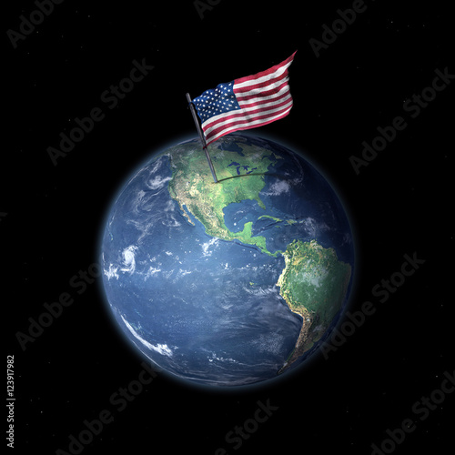 Drapeau des États-Unis sur la planète Terre