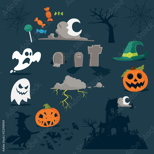 Divers éléments pour illustrer la fête d'Haloween
