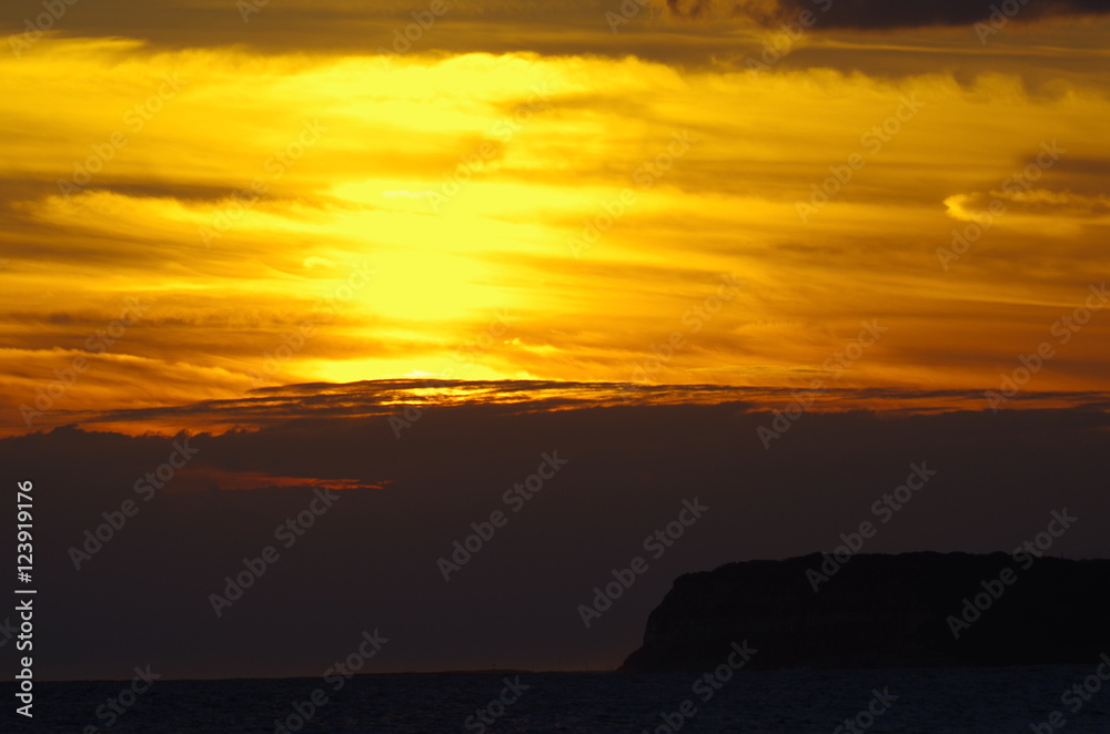 秋の夕暮れと屛風ヶ浦