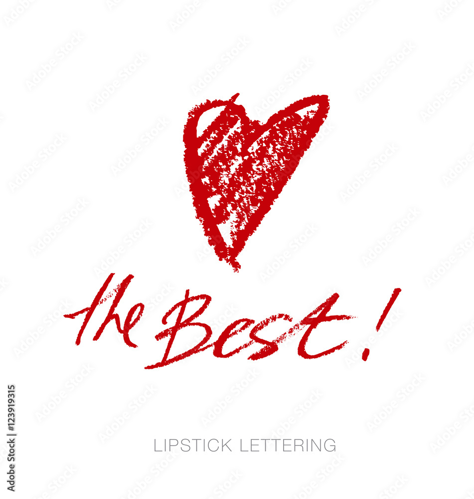 lipstick style heart and lettering. hand drawn red words. charco lipstick style heart and lettering. hand drawn red words. charco