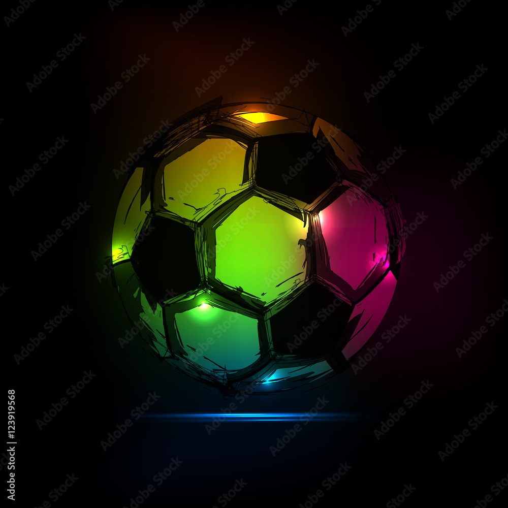 Naklejka premium Sketch Soccer ball light design easy all editable