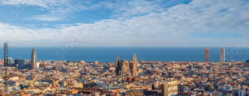 Obraz  z motywem Sagrada Familia and panorama view of barcelona city,Spain