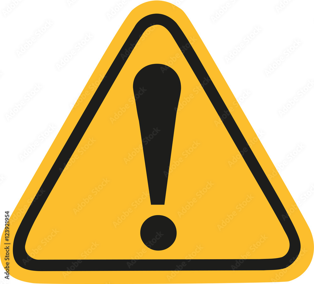 Yellow warning sign with exclamation mark Yellow warning sign with exclamation mark