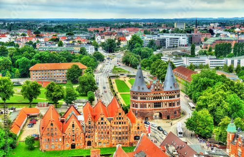 The Holsten Gate or Holstentor in Lubeck old town, Germany