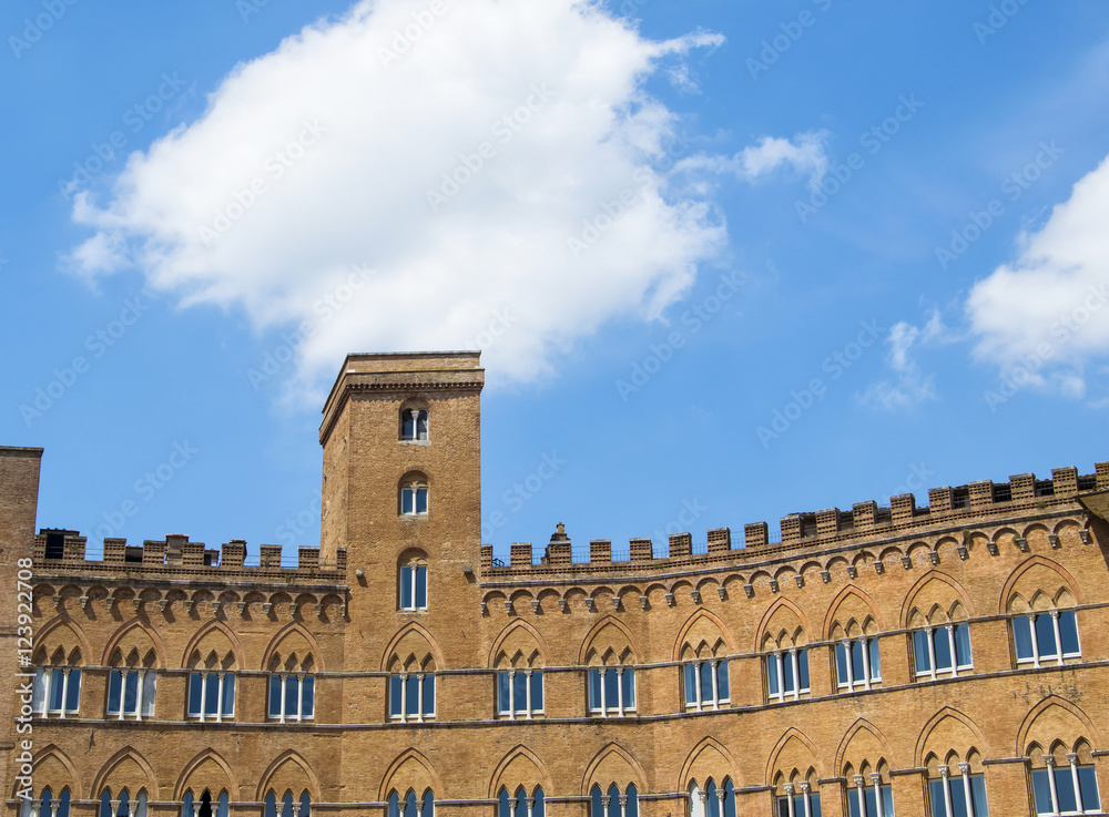 Historic buildings in Piazza del Campo, Siena.