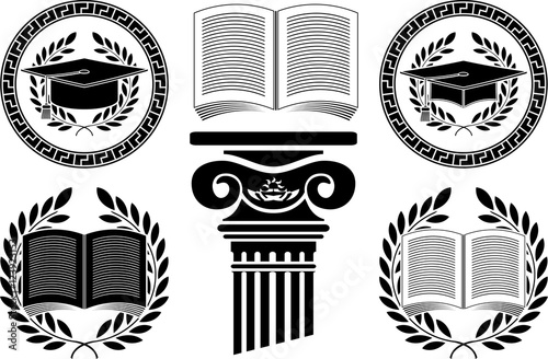 education. ancient greek column. vector illustration