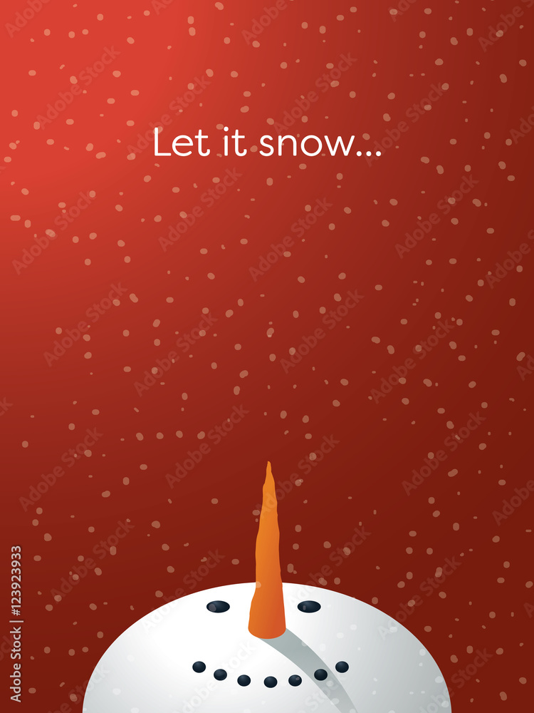 Cute adorable snowman looking up to see the snow. Christmas cartoon ...