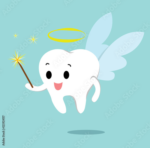 Vector of cute cartoon of tooth fairy 