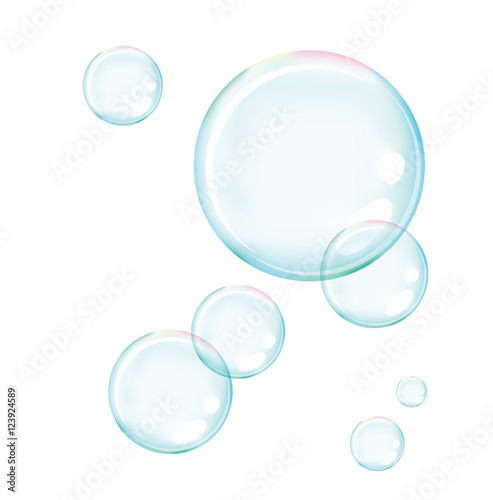 Vector of blue soap bubbles for background
