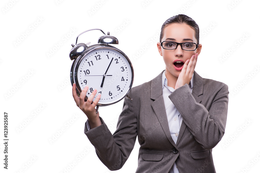Businesswoman with clock in business concept Businesswoman with clock in business concept