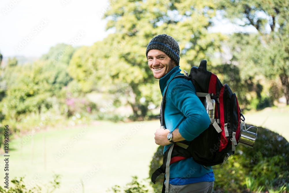 Male hiker in forest Male hiker in forest