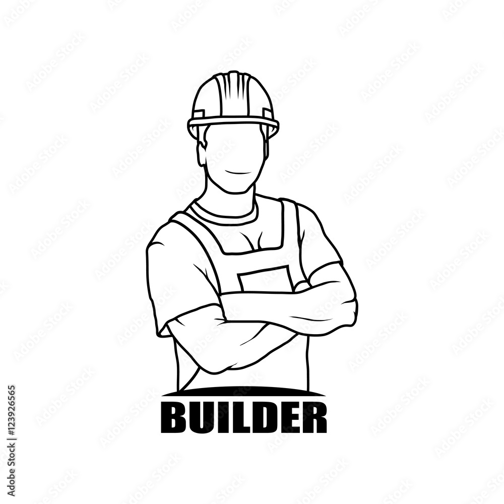 Worker Icon. Builder. Worker Man Logo. Worker Silhouette. Builder  Illustration. Builder Vector. Worker Cartoon. Worker in a helmet  construction Stock Vector | Adobe Stock