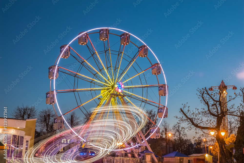 Ferris wheel with lights night lighting
