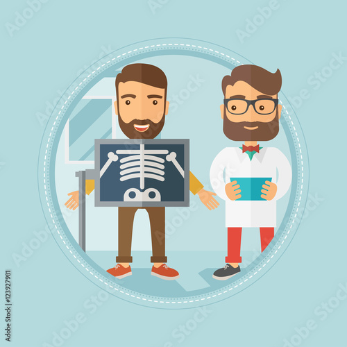 Patient during x ray procedure vector illustration
