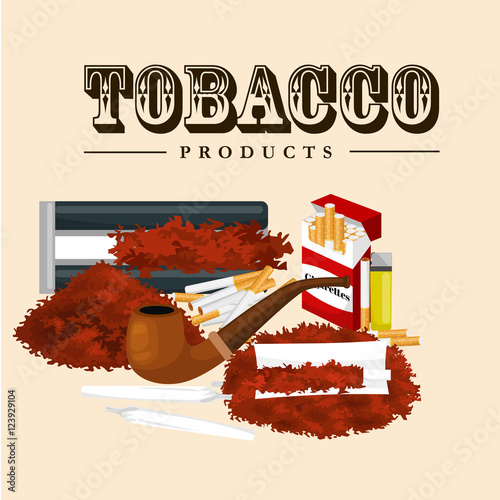 Smoking tobacco products icons set with cigarettes hookah cigars lighter isolated vector illustration
