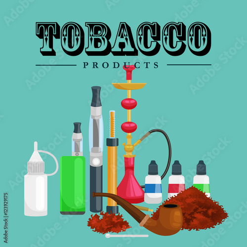 Smoking tobacco products icons set with cigarettes hookah cigars lighter isolated vector illustration