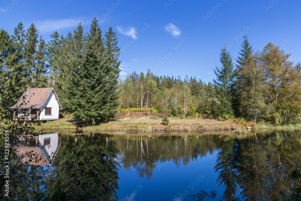 Fototapeta premium Étang de Haute-Saône en automne 