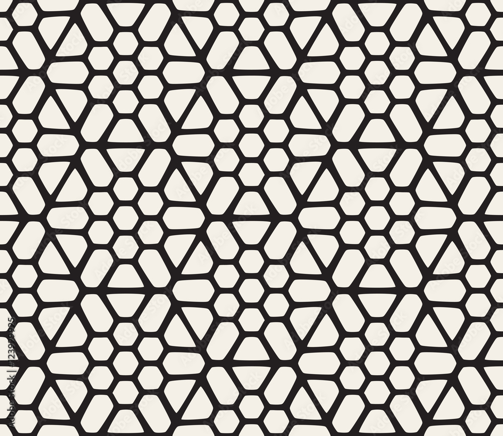 Fototapeta premium Vector Seamless Black And White Hexagonal Geometric Pattern