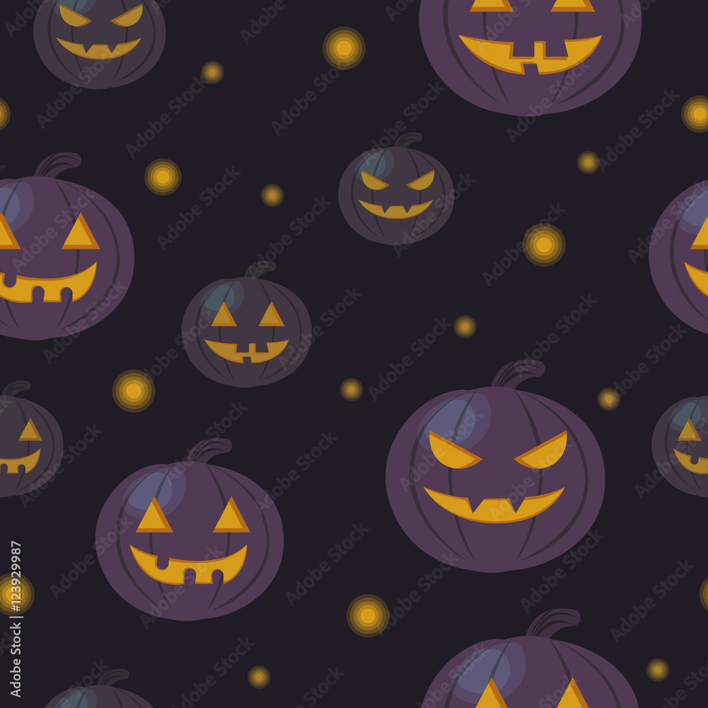 Halloween seamless pattern with pumpkins and lights Halloween seamless pattern with pumpkins and lights