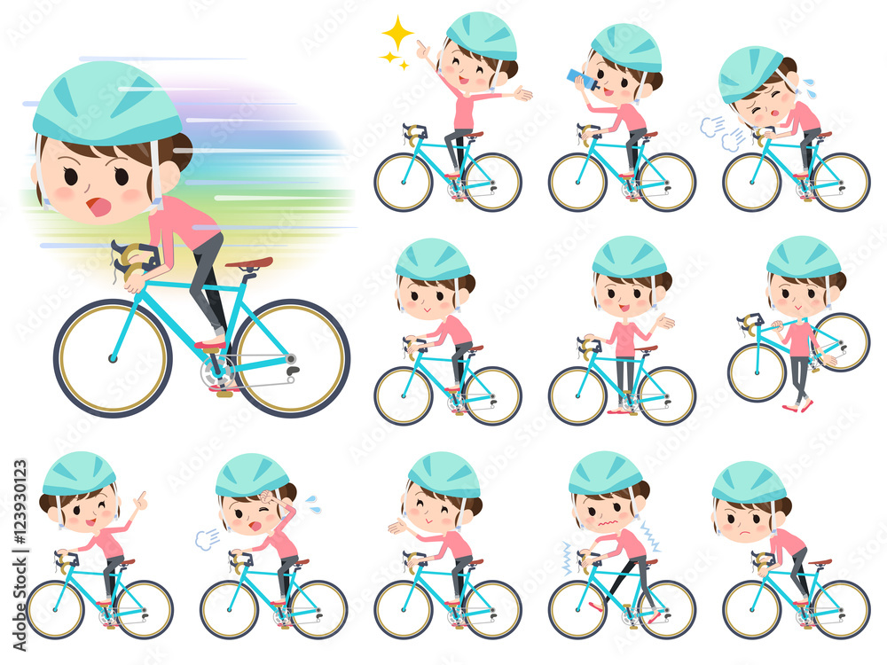 Bun hair mom Pants style ride on rode bicycle Bun hair mom Pants style ride on rode bicycle