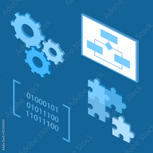 software development life-cycle process vector icons.