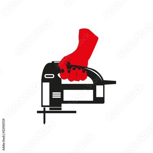 Electric Jig Saw in hand.