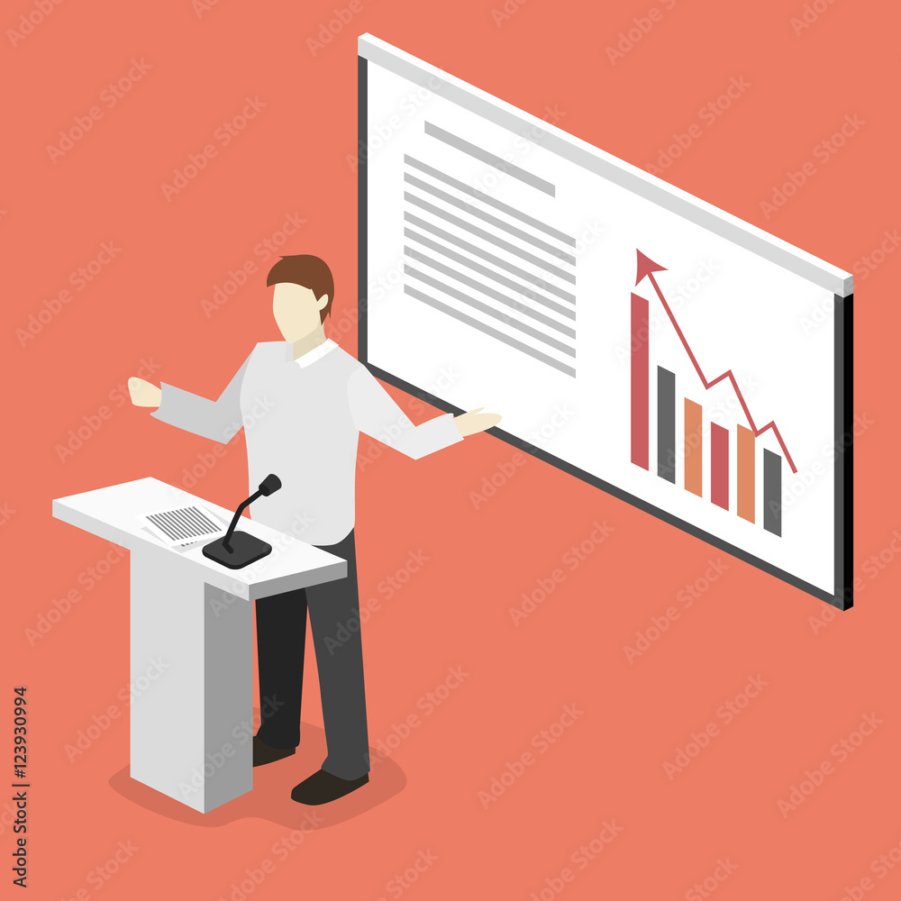 Business meeting in an office Business presentation meeting in conference hall. Flat 3D illustration. Business meeting in an office Business presentation meeting in conference hall. Flat 3D illustration.