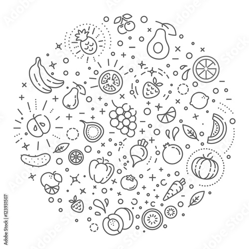 Detox diet, vegetarian food concept illustration