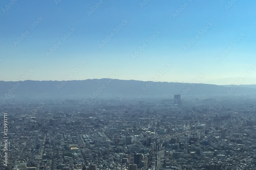 OSAKA JAPAN - 15 OCTOBER, 2016: Osaka city view from Abeno Harukas building in Tennoji. Abeno Harukas is a multi-purpose commercial facility and is the tallest building in Japan. OSAKA JAPAN - 15 OCTOBER, 2016: Osaka city view from Abeno Harukas building in Tennoji. Abeno Harukas is a multi-purpose commercial facility and is the tallest building in Japan.