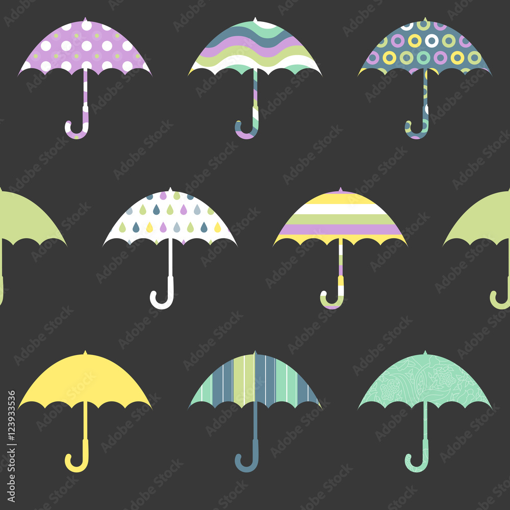 Pretty Umbrellas Cute Colorful Childish Seamless Pattern