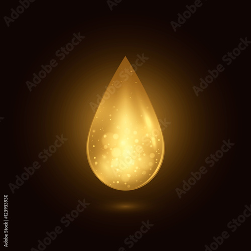 Shiny water drop. Isolated on black background. Vector illustration, eps 10.
