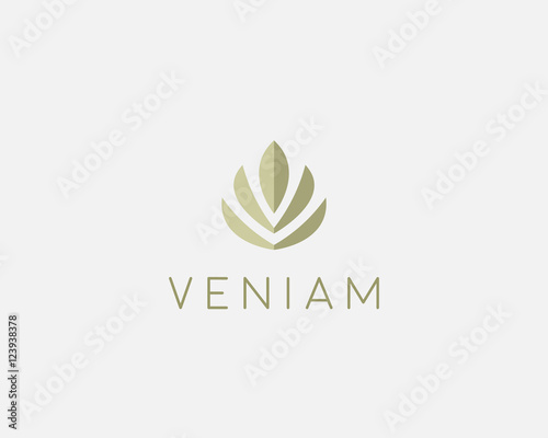 Fototapeta Naklejka Na Ścianę i Meble -  Abstract flower lotus logo icon design. Elegant crown diadem logotype symbol. Universal premium leaf tree vector sign.