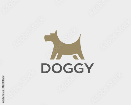 Puppy logo design template. Dog creative sign. Pet veterinary vector icon logotype.