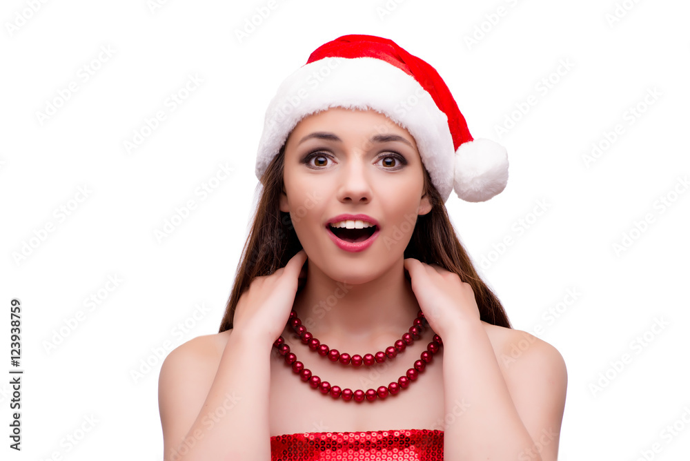 Young woman in snow girl costume in christmas concept Young woman in snow girl costume in christmas concept