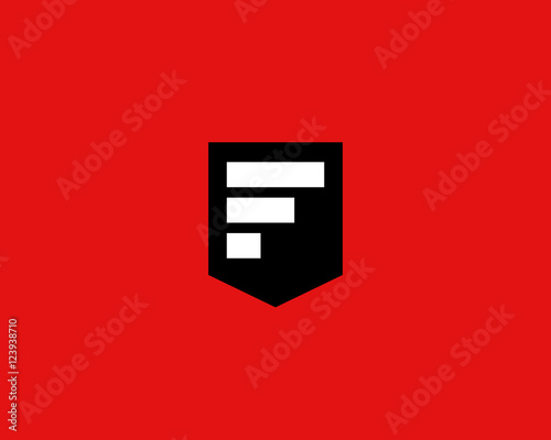 Abstract letter F shield logo design template.