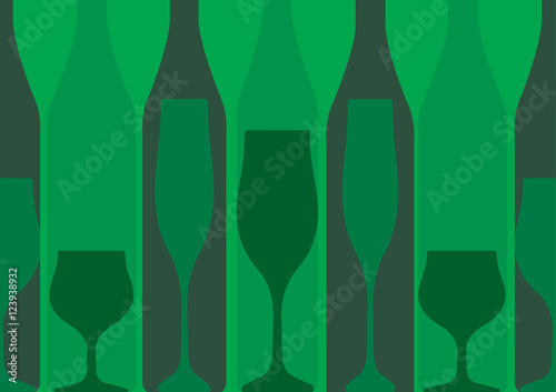 Green background with bottles of alcohol