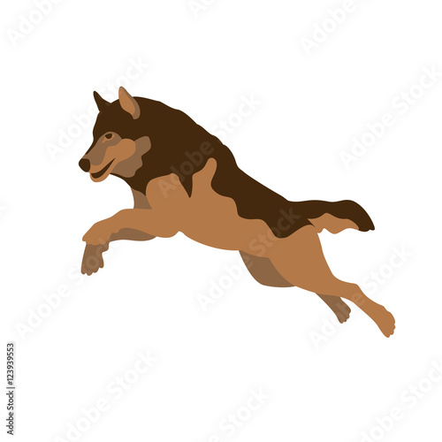 wolf jumping vector illustration style Flat