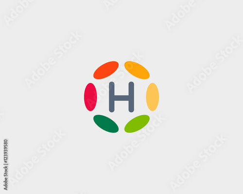 Color letter H logo icon vector design. Hub frame logotype