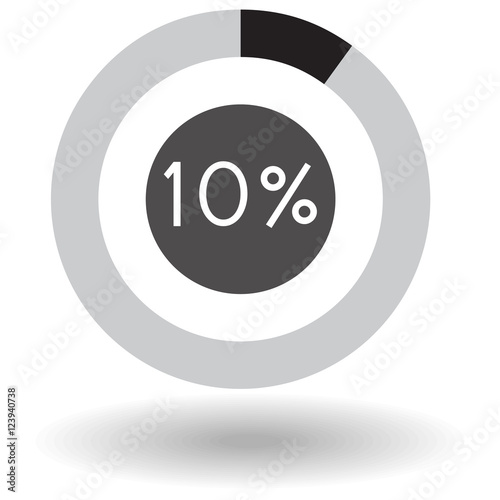 Icon business colorful pie chart circle graph 10 % black vector illustration